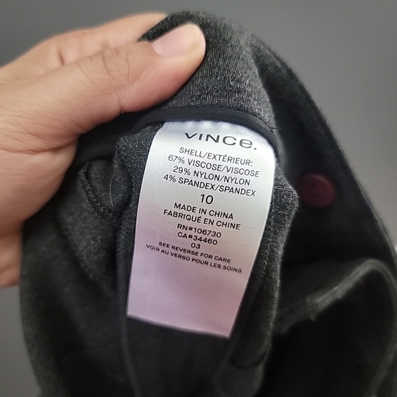 Vince Pants Size10 Gray Ponte Knit Legging Snap Button Ankle Viscose Nylon - Picture 5 of 5
